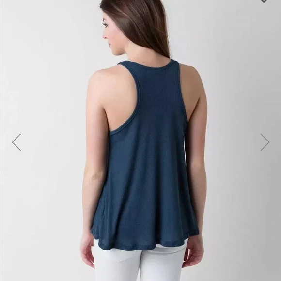 Free People Teal Blue Long Beach Tank Size Small Basic Layering Racerback Summer - Picture 4 of 12